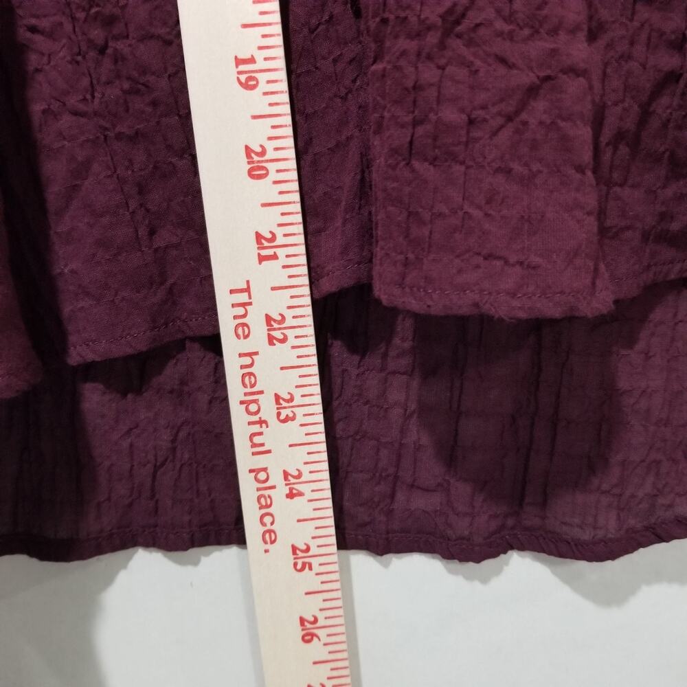 ANA Top XL Port Wine V Neck Lantern Sleeve Crinkled Polyester Lightweight NWT - Picture 6 of 7